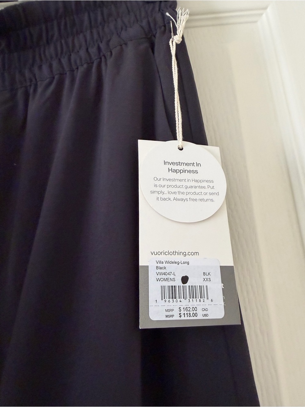 Vuori Villa Wideleg Pant - Long Tall Sz XXS NWT Black - Picture 4 of 6